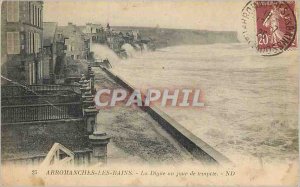 Old Postcard Arromanches-les-Bains La Digue one day storm