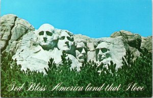 postcard SD Mount Rushmore - God Bless America land that I love