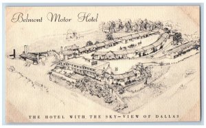 1949 Aerial View Belmont Motor Hotel Dallas Texas TX Vintage Antique Postcard 