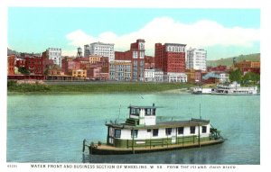 Water Front and Business Section in Wheeling, West Virginia Ship Postcard