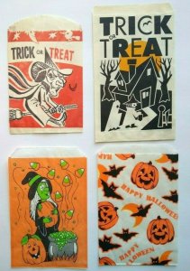 Halloween Candy Trick Or Treat Loot Bags Ugly Witch Art Deco Haunted House Lot 4