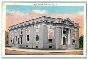 1939 Exterior View Post Office Building Elkhart Antique Posted Vintage Postcard