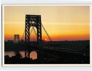 Postcard The George Washington Bridge and Hudson River At Sundown