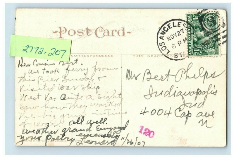 C.1907 Ocean Park Pier Fishing Auditorium Bath House CA Postcard P186