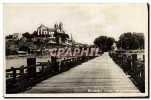 Old Postcard Breisach Rhein mit Schifisbrucke
