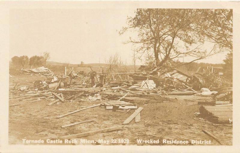 F36/ Castle Rock Minnesota RPPC Postcard? Tornado Disaster Homes