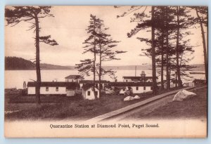 Sequim Washington WA Postcard Quarantine Station Diamond Point Puget Sound c1905