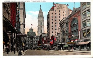 Pennsylvania Philadelphia Trolleys On Market Street Looking West