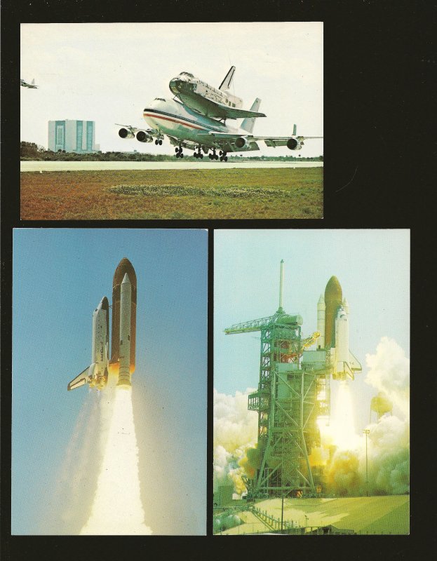 Lot of 3 1980's NASA Space Shuttle Postcards Unposted