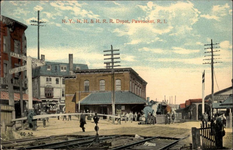 Pawtucket RI RR Train Station Depot c1910 Postcard