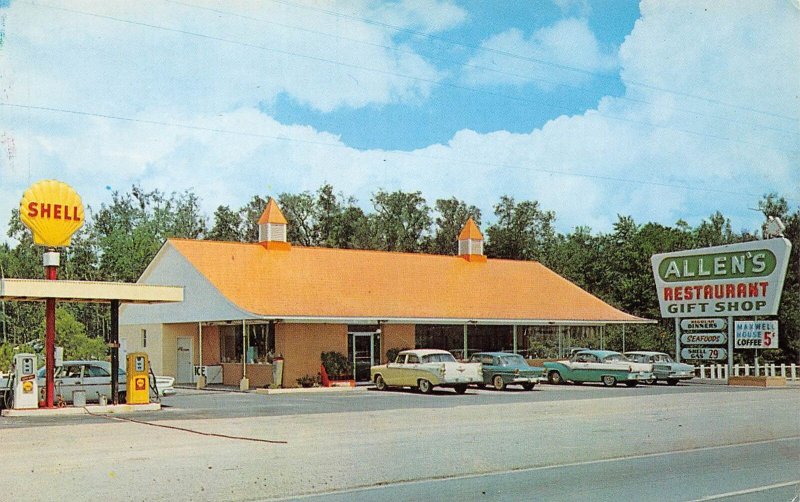 Statesboro Georgia Allen's Rest & Gift Shop, Shell Gas Sign PC U13088