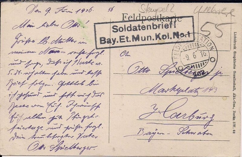 WWI German Military Cemetery 1916 Feldpost, Soldiers' Mail, France, Fresnes