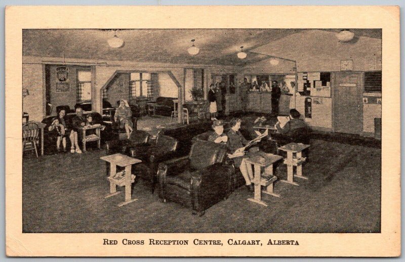 Calgary Alberta Canada 1940s WWII Postcard Red cross Reception Center