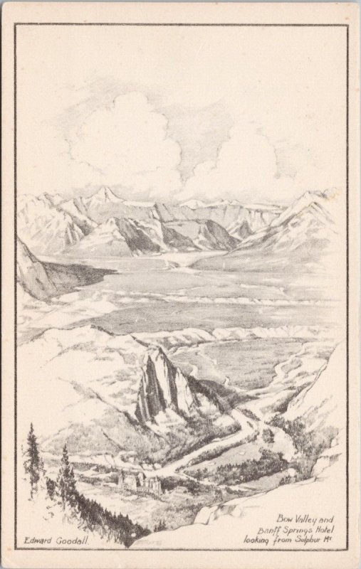 Edward Goodall Signed Banff Springs Hotel Bow Valley Alberta AB Postcard H50