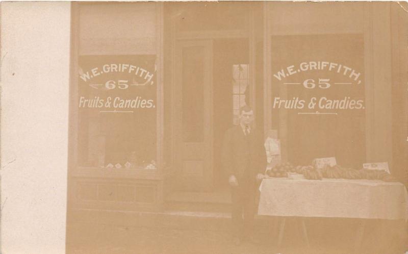 B37/ Occupational Postcard Real Photo RPPC Men c1910 Griffith Candy Store 1