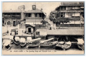 c1920's The Landing Stage and Telgraph Street Port Said Egypt Postcard
