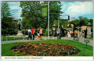 c1970s Boston, Mass. Famous Public Gardens Crowd Traffic Light Cancel PC A241