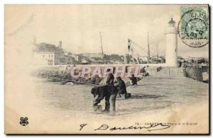 Old Postcard CAnnes Le Phare and Le Suquet Fishermen Fishing