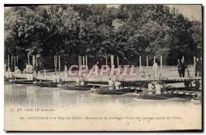 Postcard Old Army 4th regiment of Grenoble Genie bypass Maneuver Bridge R?pid...
