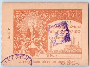 Italy Postcard Tessera Per La Visita Del Santuario 1910 Unposted Antique