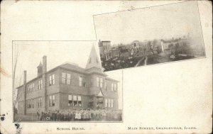 Grangeville Idaho ID School & Main St. c1905 Postcard