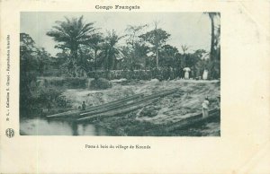 French Congo Kounda village community life native postal service by boats 