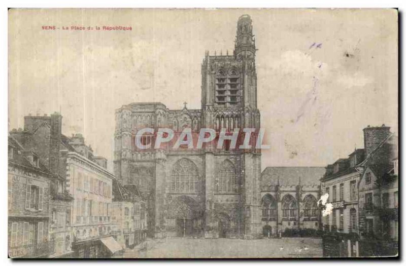 Old Postcard Sens Place de la Republique