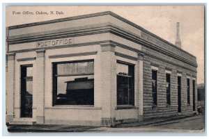 Oakes North Dakota ND Postcard Post Office Building Exterior Scene 1910 Antique