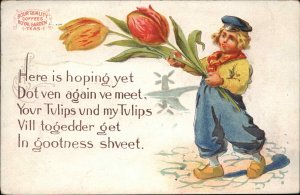 Bour Quality Coffees Royal Garden Teas Dutch Boy Ad Advertising c1910 Postcard