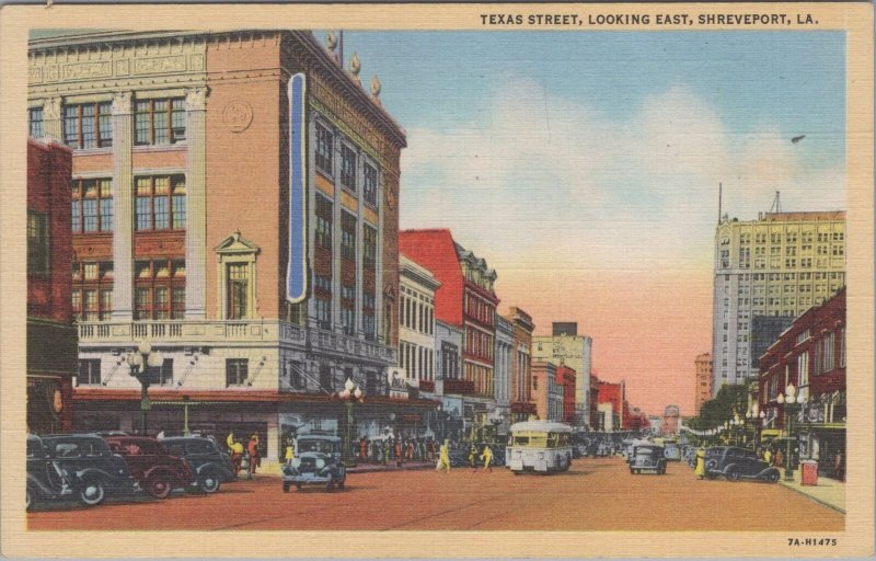 Postcard Texas Street Looking East Shreveport LA