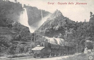 Terni Italy Cascata delle Marmore Train Passing Waterfalls Postcard AA7974