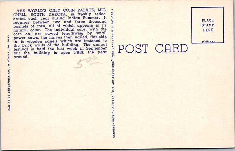 Postcard BUILDING SCENE Mitchell South Dakota SD AM5121