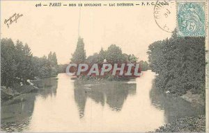 Postcard Old Paris Bois de Boulogne Lake Inferieur