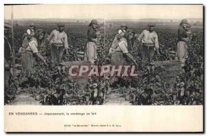 Postcard Old Wine Harvest Joyfully harvest is