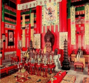 Vtg Postcard - INTERIOR OF CHINESE LAMA TEMPLE Chicago World's Fair 1933