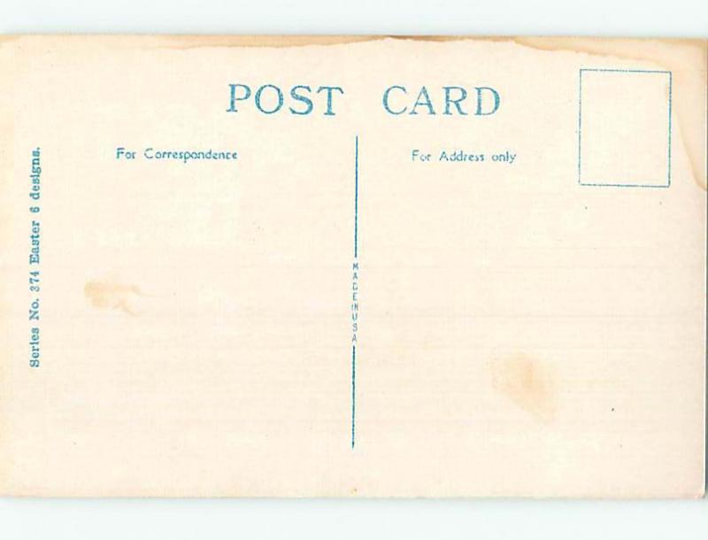 Stained Divided-Back Easter BUNNY RABBIT WITH HUGE EGG IN BASKET o6821