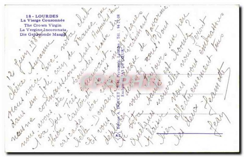 Modern Postcard Lourdes Virgin crowned