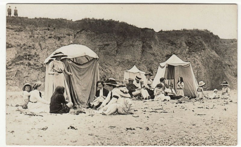 Unlocated Edwardian Group On Beach RP PPC Unposted, c 1900's, Costume Study