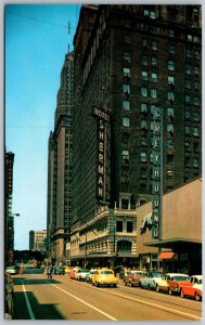 Chicago Illinois 1950s Postcard Hotel Sherman Greyhound Bus Station