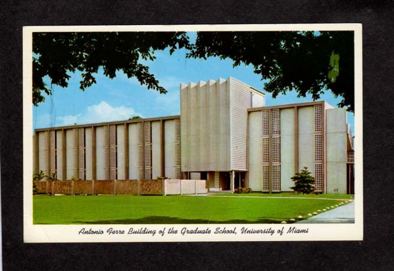 FL Antonio Ferre Bldg Graduate School University of Miami Florida Postcard