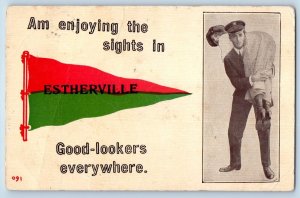 Estherville Iowa Postcard Am Enjoying Sights Good-lookers Everywhere 1912 Posted