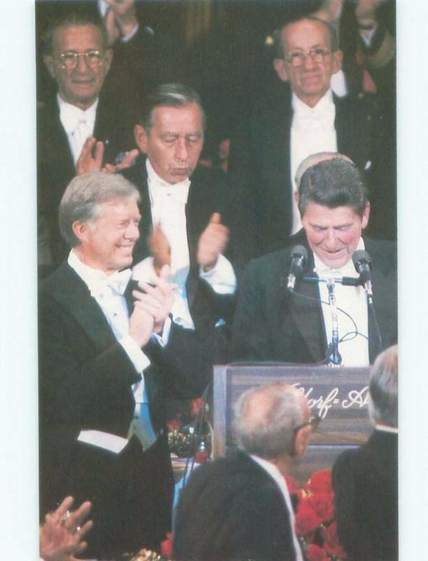 1980 JIMMY CARTER & GOVERNOR RONALD REAGAN AT DINNER New York City NY E7832