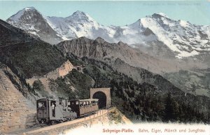 SWITZERLAND~SCHYNIGE PLATTE~BAHN RAILROAD-EIGER-MONCH-TINTED PHOTO POSTCARD