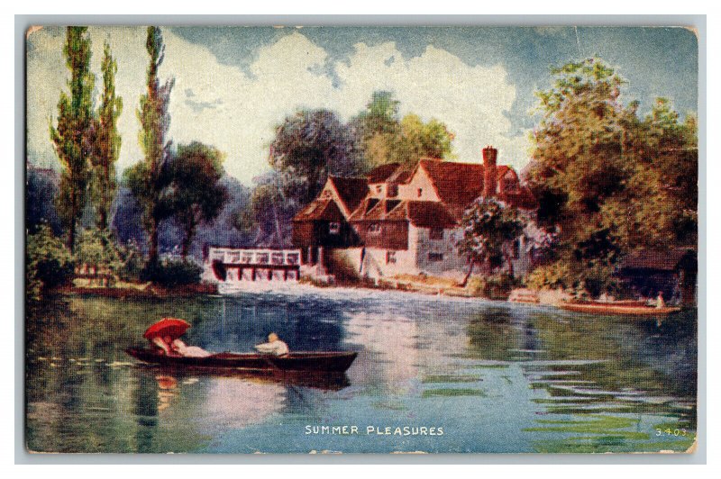 1909 Summer Pleasures Row Boats On Lake Vintage Standard View Postcard