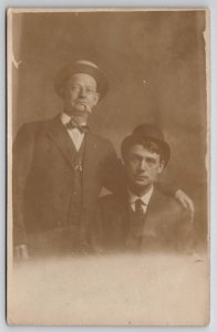 RPPC Two Shady Men Portrait at Bachelor Studio Boston Mass Postcard G30