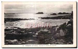 Old Postcard Roscoff sunset in breakers