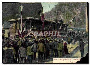 Postcard Old Festa del inaugural Sempio Train