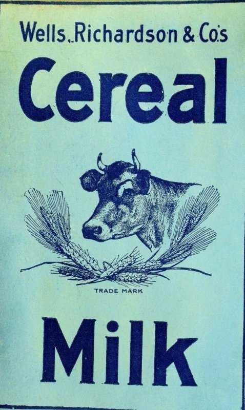 1870's-80's Label/Card Wells Richardson & Co. Cereal Milk Dairy Cow Wheat P94