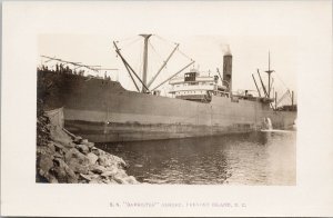 SS 'Barrister' Ship ashore at Prevost Island BC Edward Freeman RPPC Postcard H19