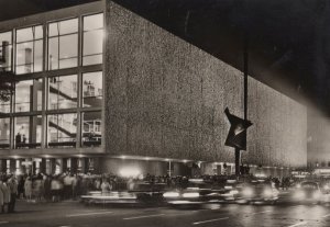 Crazy Traffic at Berlin Opera House At Night 1960s German Postcard